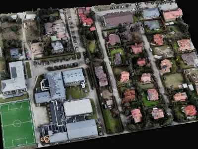 town sector diorama terrain drone scan Low-poly 3D model