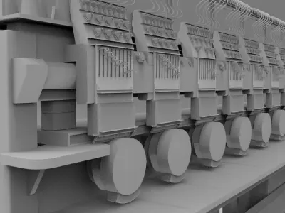 embroidery  machine 3d model Low-poly 3D model