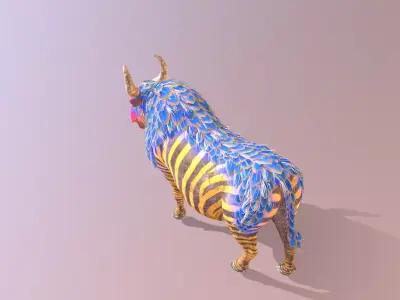 Mythical Zebra COW CHAWING IDLE 3D model