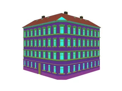 Street Facade Residantial Building Corner Aluminium Roof 3D model