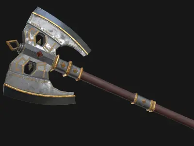 Fantasy Great Axe 02 Low-poly 3D model