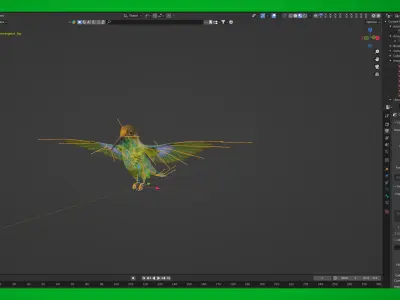 Glittering Bellied Emerald Hummingbird Low-poly 3D model