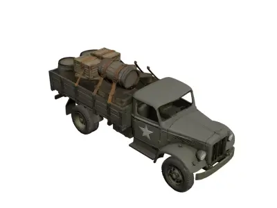 1940s Military Transporter Truck Vintage Cargo Vehicle 3D model
