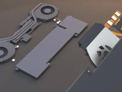 Laptop Cooling System with Battery Module Black 3D model