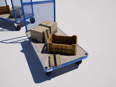  Industrial Logistics Platform Trolley Variation Pack Low-poly 3D model