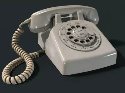 70s Retro Rotary Telephone Low-poly 3D model