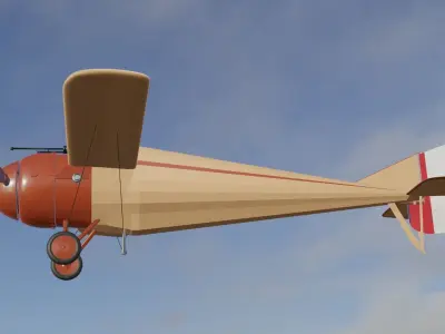 WW1 plane Morane-Saulnier N Low-poly 3D model