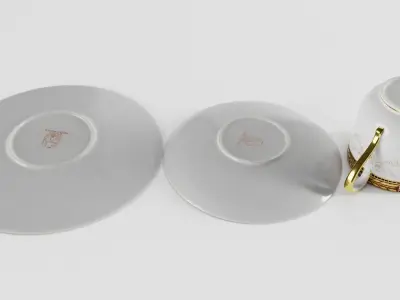 Antique Coffee Cup with Side Plate 3D model