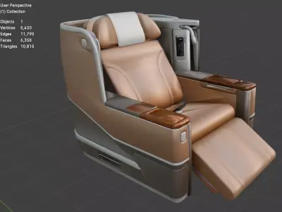 airplane luxury leather seat low poly Low-poly 3D model