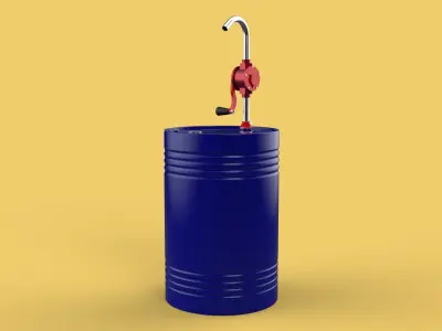 MANUAL PUMP HAND CRANK ROTARY FUEL OIL STEEL DRUM BARREL GALLONS 3D model