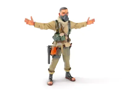PostApocalyptic Survivor Character Rigged and Animated Low-poly 3D model