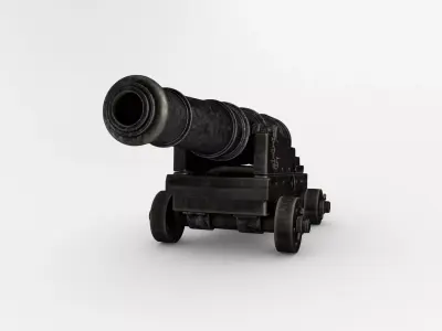 Dark Naval Cannon Low-poly 3D model