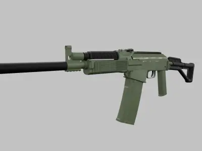 Assault rifle Low-poly 3D model 11