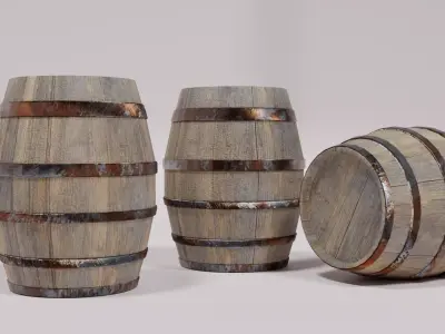 Wooden Barrel Free low-poly 3D model buy