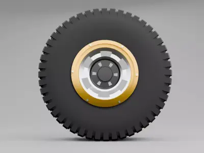 Stylized 4x4 Off-Road Tire and Rim Low-poly 3D model