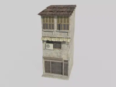 Shantytown buildings with corrugated iron roofs 3D model