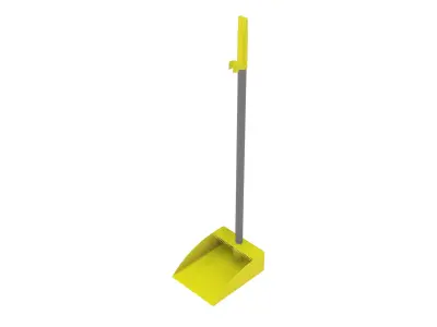 Modern Flat Dustpan with Long Metal Handle Free 3D model
