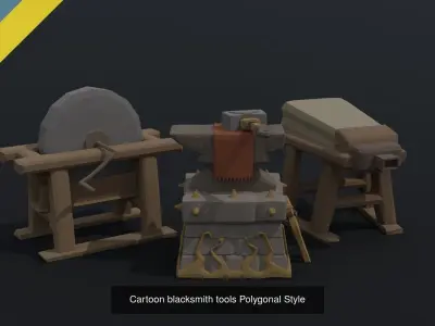 Cartoon blacksmith kit Polygonal Style 3D Model Pack