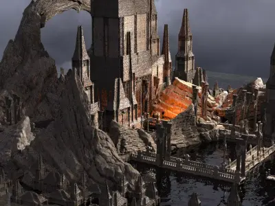 Ancient temple Stone temple Cliffs 3 Kit bash  3D model