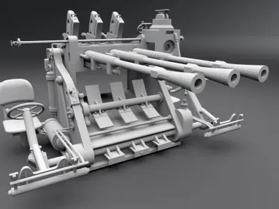 Type 96 Anti Air Artillery Scale Model 3D print model