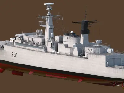 HMS type 22 frigate F90 brilliant Low-poly 3D model