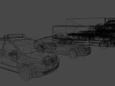 Mobile airport vehicles Low-poly 3D model