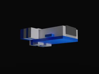 Low Poly Spaceship cube Free 3D model