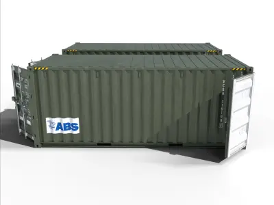 20ft Cargo Container Green Military Low-poly 3D model