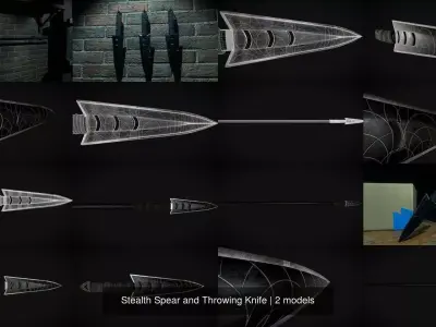 Stealth Spear and Throwing Knife 3D Model Pack
