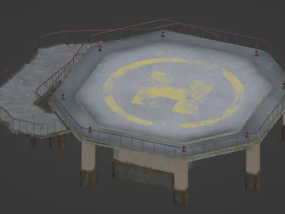 2 Sites of Helipad Low-poly 3D model