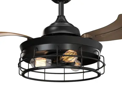 Industrial 36 inch Black 3 blade Ceiling Fan PBR 3D model