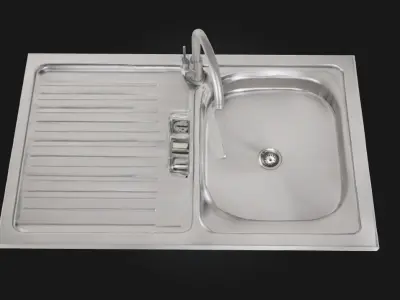 Stainless Steel Kitchen Sink Durable Modern  3D model