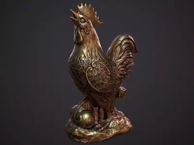 Decorative Rooster Statue Low-poly 3D model