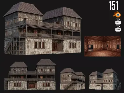 Old Medieval House 4K Textures GameReady 151 Low-poly 3D model