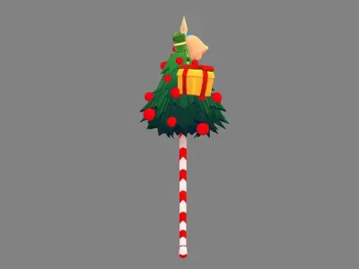 Cartoon christmas tree candy cane Low-poly 3D model