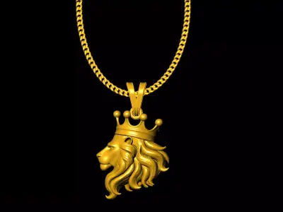 Lion crown pendant charms - one inch pendant 3D print model