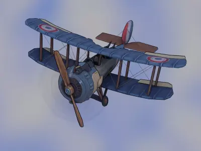 Stylized WW1 Plane Low-poly 3D model