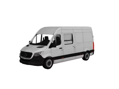 Mercedes Sprinter 2019 High Roof Low Poly Van Model Low-poly 3D model