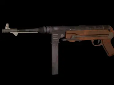 GUN - Model and Texture High poly 3d model Low-poly 3D model