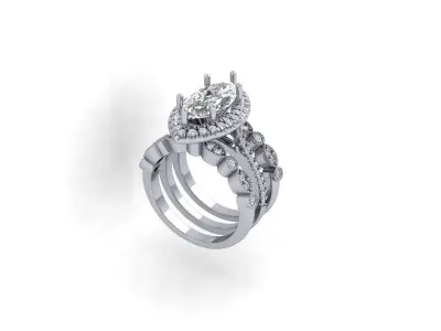 Marquise Solitaire Ring 3D print model