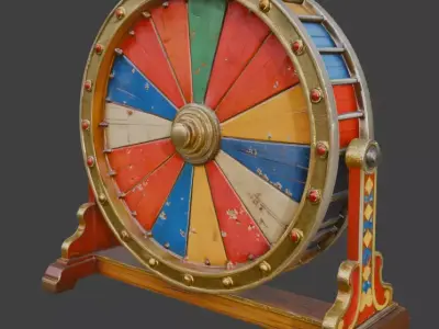 Abandoned Festive Carnival Spinning Wheel 3D Model Low-poly 3D model