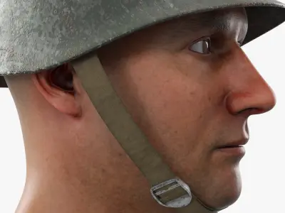  WW2 Red Army SSh-39 Steel Helmet on Head 