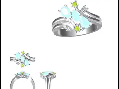 JCD Format Antique color stone rings metal file 3D print model buy