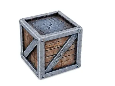 Rustic Industrial Metal and Wood Crate 3D model