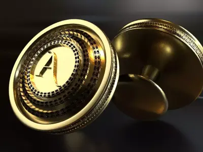 Luxury Cufflink with alphabet A 3D print model