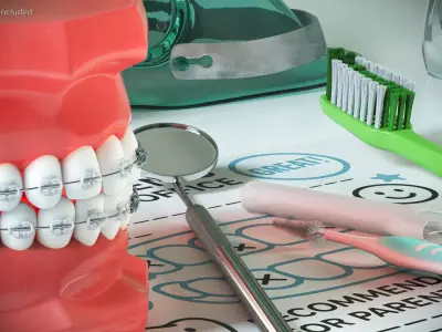 Child Dental Office Training Kit Assorted Tools 3D model