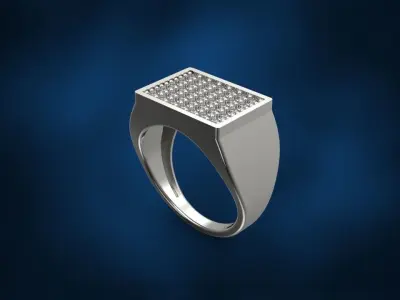 Square Signet Diamond Ring 3d Model Special 3D print model