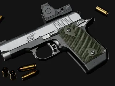 Kimber Micro 9 Trijicon RMR SD or Comp Attachments Low-poly 3D model