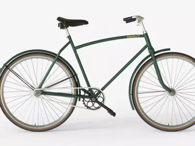 Green Vintage City Bicycle with Front Basket 3D model