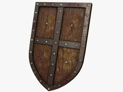Wooden shield Low-poly 3D model 4